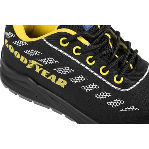 Scarpe antinfortunistiche Goodyear in tessuto knit GY STRIPE S1P nero-giallo TG.43 - 735343